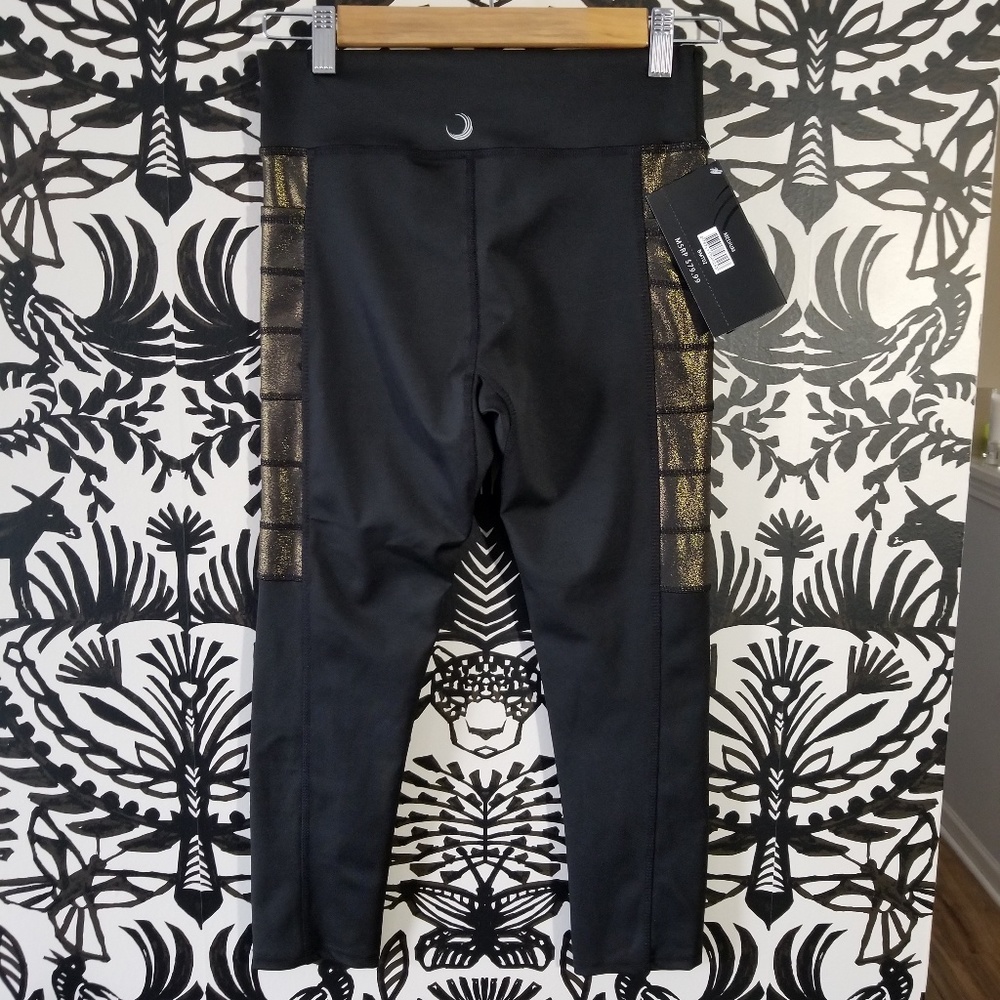 BSP BETTER SPORTS GOLD METALLIC /BLACK LEGGINGS M - Picture 6 of 8